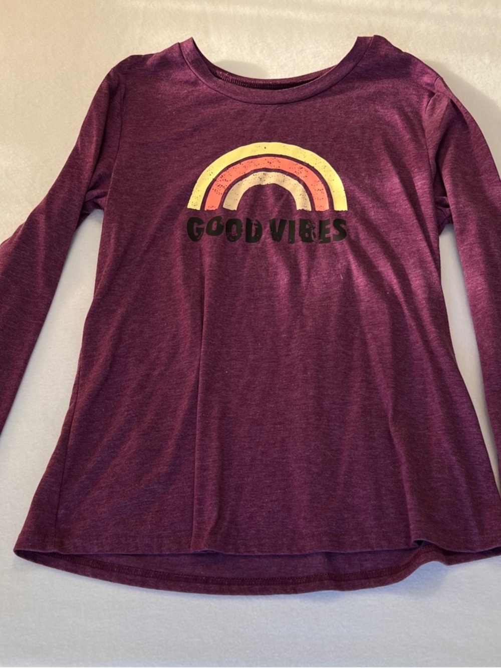 Good Vibes Long Sleeve Tee - Burgundy - Picture 2 of 7